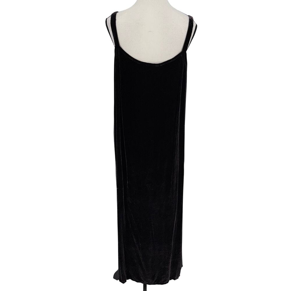 Eileen Fisher Dark Brown Velvet Maxi Slip Dress Quiet Luxury Minimalist Size L - Picture 3 of 12
